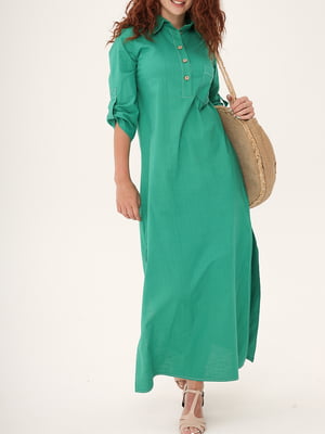 Платье-рубашка зеленое | 6030783