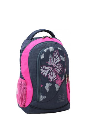 Рюкзак серо-розовый с принтом | 6033841