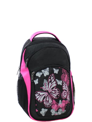 Рюкзак чорно-рожевий із принтом | 6033849