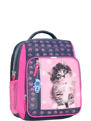 Рюкзак серо-розовый с принтом | 6033886