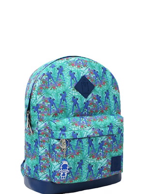 Рюкзак сине-зеленый с принтом | 6033926