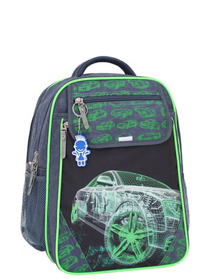 Рюкзак серо-зеленый с принтом | 6033952