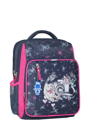 Рюкзак серо-розовый с принтом | 6034121