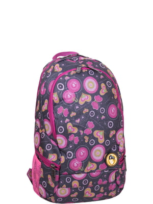 Рюкзак серо-розовый с принтом | 6034143