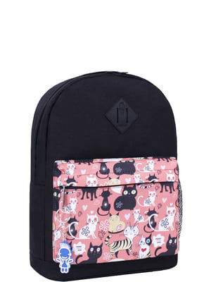 Рюкзак черно-розовый с принтом | 6034293