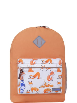 Рюкзак оранжевый с принтом | 6034965