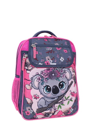 Рюкзак серо-розовый с принтом | 6035036