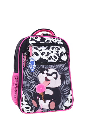 Рюкзак чорно-рожевий із принтом | 6035047