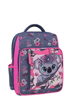 Рюкзак серо-розовый с принтом | 6035062