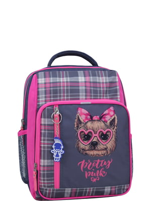 Рюкзак серо-розовый с принтом | 6035199