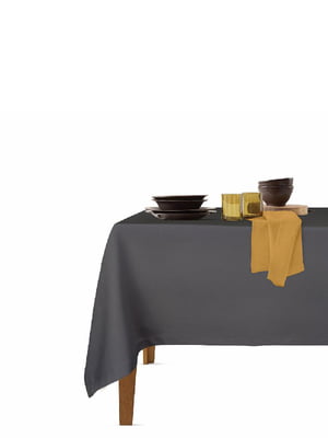 Набір столовий: скатертина (140х180 см) та серветки (35х35 см, 4 шт.) Graphite/Mustard  | 6036144