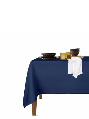 Набір столовий: скатертина (140х180 см) та серветки (35х35 см, 4 шт.) DarkBlue/White  | 6036152