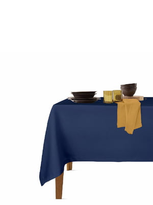 Набір столовий: скатертина (140х180 см) та серветки (35х35 см, 4 шт.) DarkBlue/Mustard  | 6036154