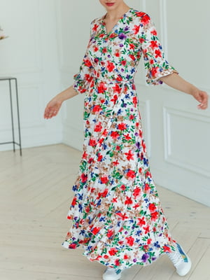 Платье А-силуэта в цветочный принт | 6033555