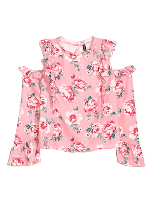 Блуза розовая с цветочным принтом | 6029984