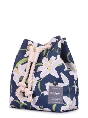 Рюкзак синій з квітковим принтом | 6041131