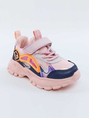 Кросівки рожеві з контрастними вставками | 6045389