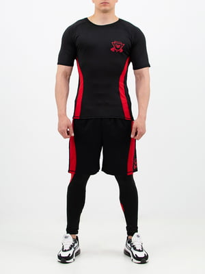 Комплект спортивной одежды: футболка, шорты и тайтсы | 6048531