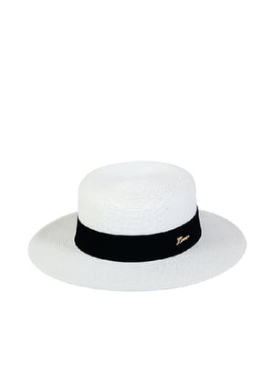 Шляпа белая с черной лентой | 6044194