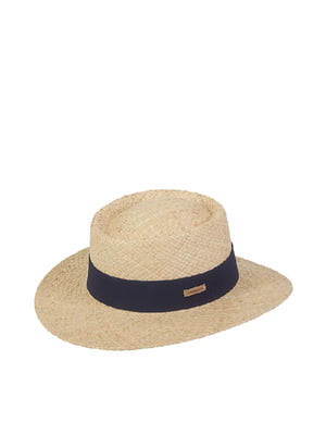 Шляпа соломенного цвета с синей лентой | 6044203