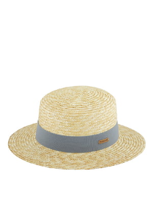 Шляпа соломенного цвета с серой лентой | 6044209