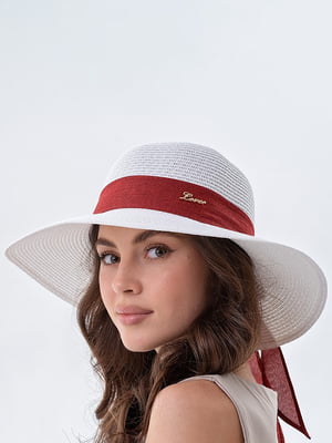Шляпа белая с красной лентой | 6044161