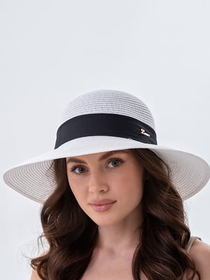 Шляпа белая с черной лентой | 6044163