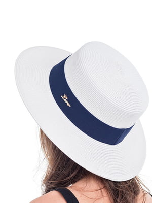 Шляпа белая с синей лентой | 6044193