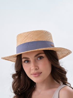 Шляпа соломенного цвета с серой лентой | 6044202