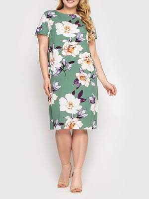 Сукня зелена з квітковим принтом | 6052863