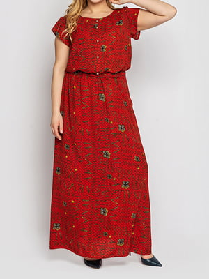 Платье А-силуэта красное с принтом | 6052880