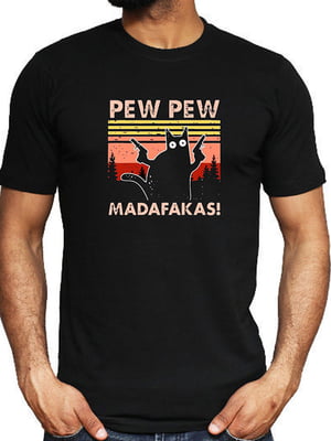 Футболка чорна із принтом Pew pew madafakas! | 6055671
