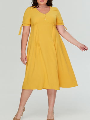 Платье А-силуэта горчичного цвета | 6056241