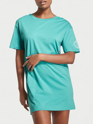 Платье-футболка домашнее бирюзовое | 6067999