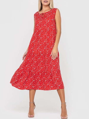 Сукня А-силуету червона з принтом | 6071042