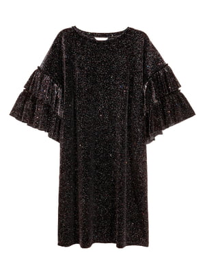 Платье велюровое черное | 6008613