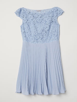 Платье с кружевом голубое | 6008664