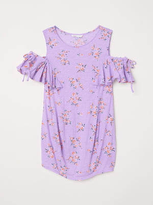 Блуза для вагітних бузкового кольору в квітковий принт. | 6008673