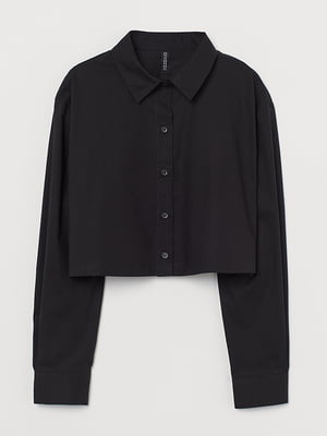 Рубашка укороченная черная | 6009336