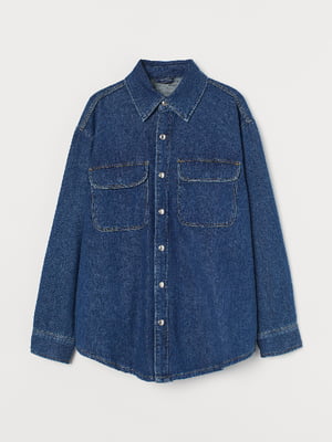 Куртка-рубашка джинсовая синяя | 6069787