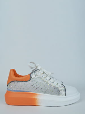 Кроссовки белые с оранжевыми вставками | 6072395