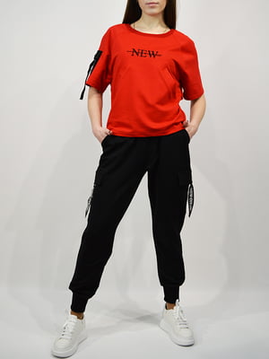 Комплект: футболка и брюки красный с черным | 6072641