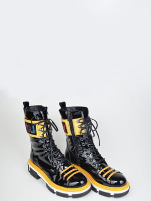 Ботинки черные с желтыми вставками | 6072974