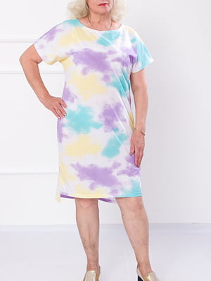 Платье-футболка разноцветное в принт | 6077997