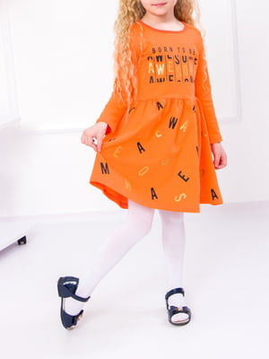 Сукня помаранчева з принтом | 6078030