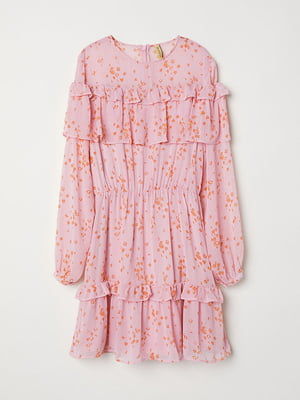 Платье А-силуэта розовое в принт | 6079289