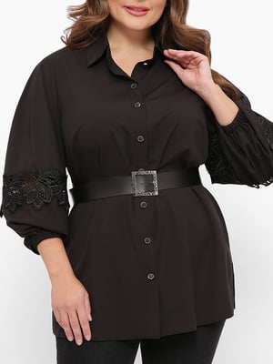 Блуза черная с кружевом | 6076543