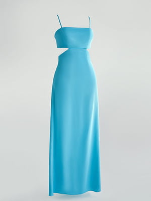 Платье бирюзовое шелковое с вырезами | 6080326