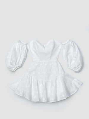 Платье А-силуэта молочного цвета со съемными рукавами | 6080343