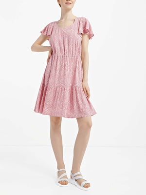 Сукня А-силуету рожева з анімалістичним принтом | 6080495
